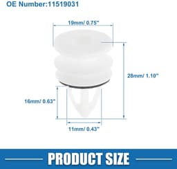 Dailygoods- Deurbekledingsclips - Duurzaam Kunststof - 10 Stuks - Wit - Slijtvast - Voor Chevrolet/Buick - Totale Lengte 28 mm - Autoclips — thumbnail 5
