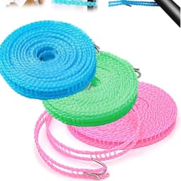 Outdoor Waslijn - Kledinglijn Touw - Kleding Drogen - Winddicht Ontwerp - 3 Stuks 5 Meter - Blauw Groen Roze — thumbnail 1