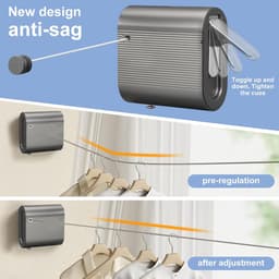 Uittrekbare Waslijn - Wanddroger Balkon - Was Drogen - Anti Doorhang Design - 46 Meter - Roestvrij Staal — thumbnail 2