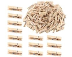 Dailygoods- Mini Wasknijpers 100 Stuks - Houten Klemmen - Herbruikbaar - Weerbestendig - Multifunctioneel - Milieuvriendelijk