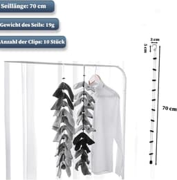 Draagbare Waslijn - Kledinglijn Clips - Reizen Kamperen - Verstelbaar Elastisch - Tot 4 Meter - Wit — thumbnail 4
