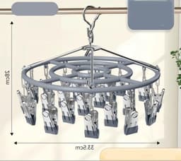 Droogrek voor Kleding met 24 Clips, Rotatable en Winddicht, Ideaal voor Sokken en Ondergoed, Grijs — thumbnail 2