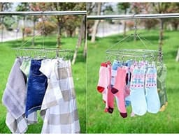 QTTVBTNA – 1 Stuk Droogrekken - Wand Droogrek - RVS - Droogclips - Met Haken - Voor Was Drogen Handdoeken Kleding en Binnen Gebruik - Stevig Duurzaam en Lichtgewicht - Zilver — thumbnail 3