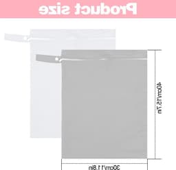 Waterdichte Waszak 40x30cm met Handvat, Herbruikbare Ritszak voor Zwemkleding, Strandhanddoeken en Luiers (Grijs & Wit) — thumbnail 5