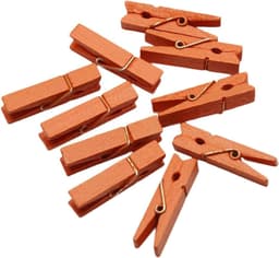 Houten Knijpers - Mini Klemmen - Foto's Ophangen - Natuurlijk Hout - 50 Stuks - Oranje — thumbnail 1
