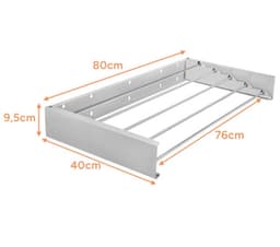 Wanddroogrek 80 cm Opvouwbaar – Uittrekbaar Wasrek voor Muurmontage Aluminium tot 20 kg – wanddroogrek opvouwbaar – wasrek aan muur – aluminium wasrek – laundry wall rack – ruimtebesparend droogrek – 64839 — thumbnail 5