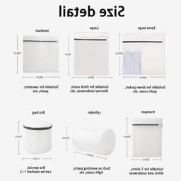Set van 6 Herbruikbare Wasnetten met Rits voor de Wasmachine, Duurzame Mesh Zakjes voor Kleding, Ondergoed en Sokken (60x60/60x50/50x40/40x30/30x20/15) — thumbnail 4