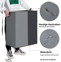 Florixa® Wasmand 2 Vakken - Wasmand - Wassorteerder - Dubbele Wasmand - Grijs/Zwart - 63cm x 36cm x 68cm — thumbnail 5