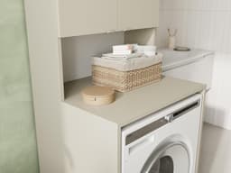 Wasmachinekast - Badkamerkast Hoge kast - Opbergen Wasruimte - Vochtafstotend Krasbestendig - 210 x 65 cm - Beige — thumbnail 4