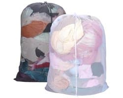 Dailygoods - Dailygoody - Waszakken - Mesh Waszakken - Met Trekkoord - 90 x 60 cm - Zwart/Wit - Voor delicate kleding - Bescherming tijdens het wassen - Handig voo...