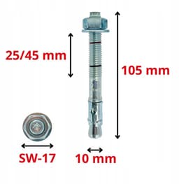 Zwaar Anker - Keilanker Boutanker - Stevig Bevestigen - ETA Goedgekeurd - M10 x 105 mm - Verzinkt — thumbnail 3