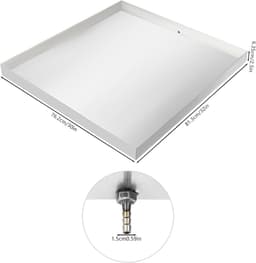 Opvangbak Wasmachine - Lekbak Afvoer - Voorkom Waterschade - Roestvrij Staal 304 - 81x76x6 cm - Zilver — thumbnail 3