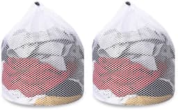 2-stuks Waszak van mesh - Trekkoordtas - Opbergtas van mesh - kledingtas met trekkoord - Verdikte mesh tas - Waszak - Opbergtas - anti-klit en anti-vervorming - 60*50 cm - Voor kleding, ondergoed, lakens, enz. - Wit — thumbnail 1