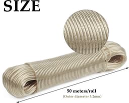 JHUBERS- Waslijn 50 Meter - UV-bestendig - Stabiele Staaldraad - Onderhoudsvriendelijk - Reiswaslijn - Transparant PVC - Wasdraad — thumbnail 5