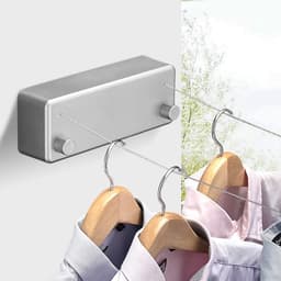Uitschuifbare Waslijn – ABS-behuizing + Aluminium Droger met Verstelbaar Dubbel Touw van Roestvrij Staal – Hotelstijl, Robuuste Uitvoering – Wandmontage – 4,2 m – Zilver — thumbnail 1