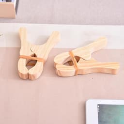 Houten wasknijpers - Klemmen set - Huishoudelijk organiseren - Splintervrije garantie - 6 stuks - Natuurlijk — thumbnail 3