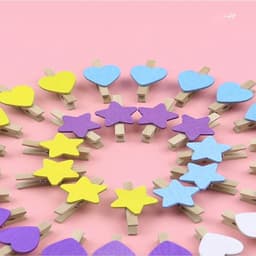 Houten Knijpers Hartjes - Mini Clips - Decoratie Maken - Natuurlijk Hout - 50 Stuks - Blauw — thumbnail 4