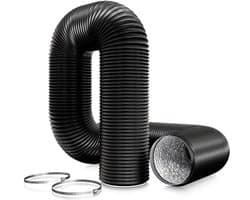 Aluminium PVC ventilatie slang 120 mm x 3 m flexibel luchtkanaal met 2 klemmen voor wasdroger, afzuigkap en ventilator