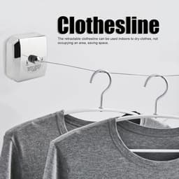 Uittrekbare Waslijn - Droogrek Wandmontage - Kleding Drogen - 304 Roestvrij Staal - 4.5 Meter - Zilver — thumbnail 2