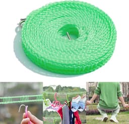 Kledinglijn Windproof - Waslijn Draagbaar - Kleding Drogen - Speciaal Grid Ontwerp - 8 Meter - Blauw Roze Groen — thumbnail 5