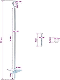 vidaXL - Aardanker - 10 - pcs - Zilverkleurig - Ø10 - x - 50 - cm — thumbnail 2