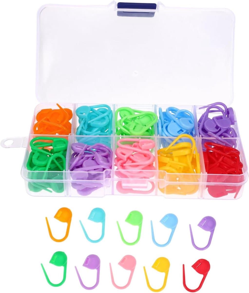 Haaknaalden Clips - Steekmarkeringen Breinaalden - Hobby Handwerken - Niet-Glijdend Ontwerp - 150 Stuks - Diverse Kleuren — afbeelding 1