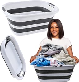 Mona - Opvouwbare Wasmand - 40L - Anti-slip Handvatten - Biało-szary — thumbnail 2