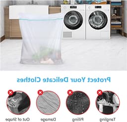 Grote Waszakken van Mesh 90 x 110 cm met Rits voor Kleding, Beddengoed en Reizen - Ideaal voor Wasmachine en Organisatie van Vuile Kleding — thumbnail 3