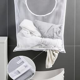 Allecto Hangende Wasmand voor Deur - Waszak Organizer Slaapkamer Badkamer - 2 Stuks - Wit - Geschikt voor Opbergen Kleding, Speelgoed, Handdoeken — thumbnail 3