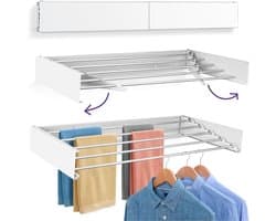 100 cm Uitschuifbare Waslijn voor aan de Muur - Inklapbaar en RVS