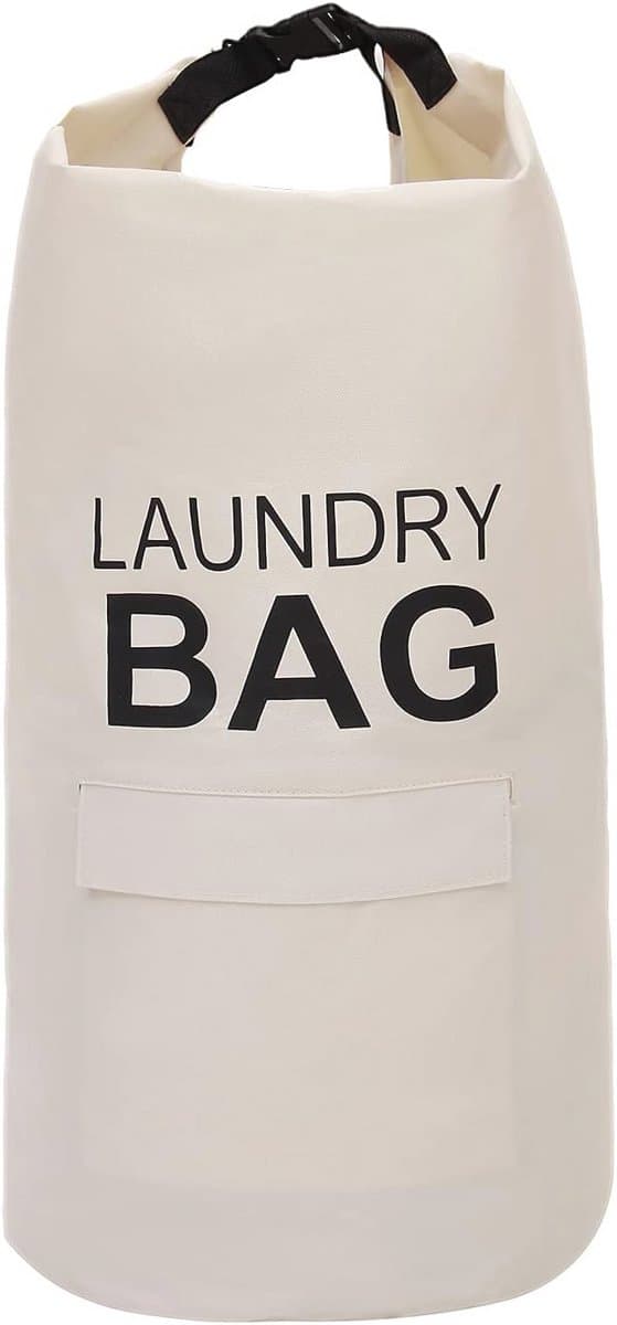 Hanging Laundry Hamper Rugzak met Verstelbare Schouderbanden - Opvouwbare Opbergtas voor Vuile Kleding - Ideaal voor Reis en Appartement (Beige) — afbeelding 1