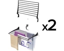 2x Foxydry Fold 82 cm black wasdroogrek wandmontage clicksysteem - 82 x 50 x 10 cm