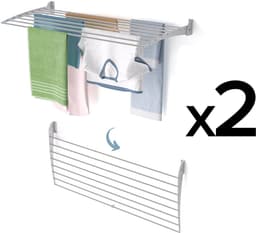 2x Foxydry Fold 116 cm DOWN - wasdroogrek wandmontage clicksysteem - neerwaartse sluiting - 116 x 50 x 10 cm — thumbnail 1