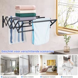 CRLYN® Wanddroogrek - Droogrek Inklapbaar - Wasrek - Droogtoren - Droogrekken - Droogmolen — thumbnail 4