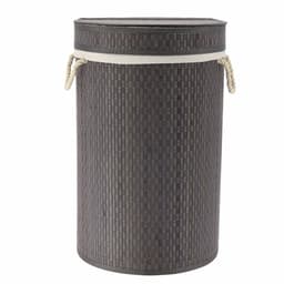 Tendance Wasmand met deksel bamboe - grijs - rond - katoen/bamboe - 67 liter - 35 x 35 x 55 cm — thumbnail 1