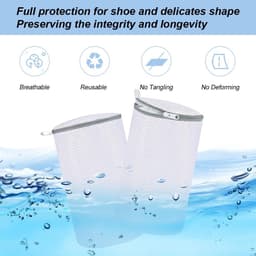 Waszak voor Schoenen - 2-Pack Honingraat Waszakken met Rits - Anti-Vervorming Wasnet voor Sportschoenen,Sokken, BH's en Speelgoed - Herbruikbare - 35 x 20 cm — thumbnail 2