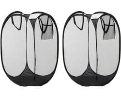 Wasmand, 25L opvouwbare mesh kledingmand, pop-up vuile kledingmand voor slaapkamer badkamer [pak van 2 zwart]