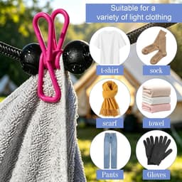 Waslijn met droogmand en rugzak voor buiten en binnen, verstelbaar, voor camping in de open lucht, reizen, vakantie in de open lucht (180-300 cm) — thumbnail 3