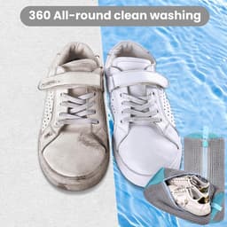 Waszak voor schoenen, herbruikbare waszak, wasmachine, 360° reiniging, grijze schoenen tas, 2 stuks, ideaal voor sneakers en sportschoenen — thumbnail 2