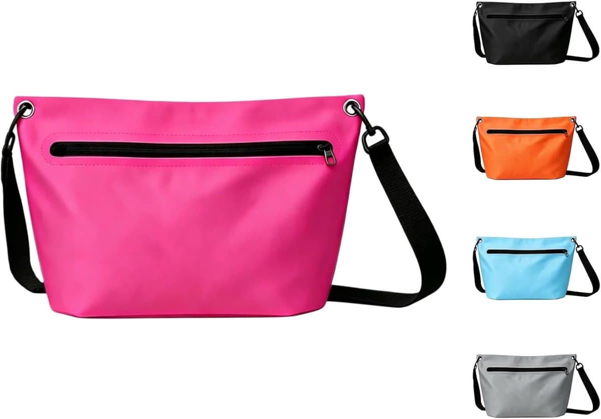 Outdoor rugzak, 6 l, lichte droogzak, met verstelbare schouderriem, geschikt voor kamperen, wandelen, strand, kajakken, zwemmen, roze fuchsia, Waterdichte tas — afbeelding 1