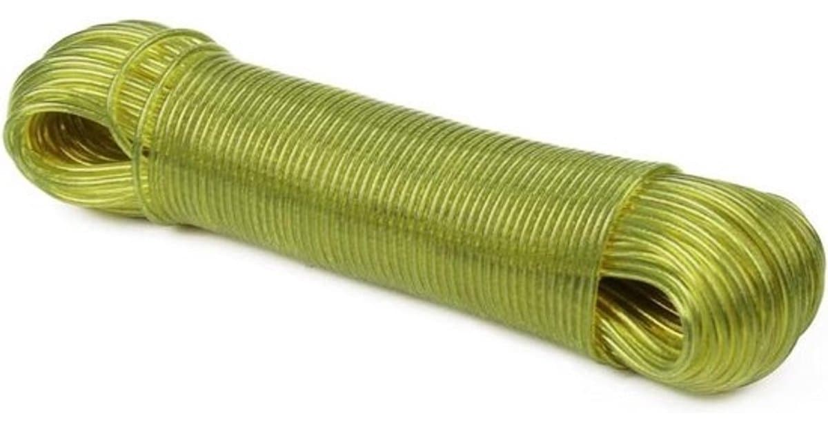 Waslijn met stalen kern - Stabiel droogkoord - Kleding drogen - Weerbestendig PVC coating - 50 meter lengte - Geel — afbeelding 1