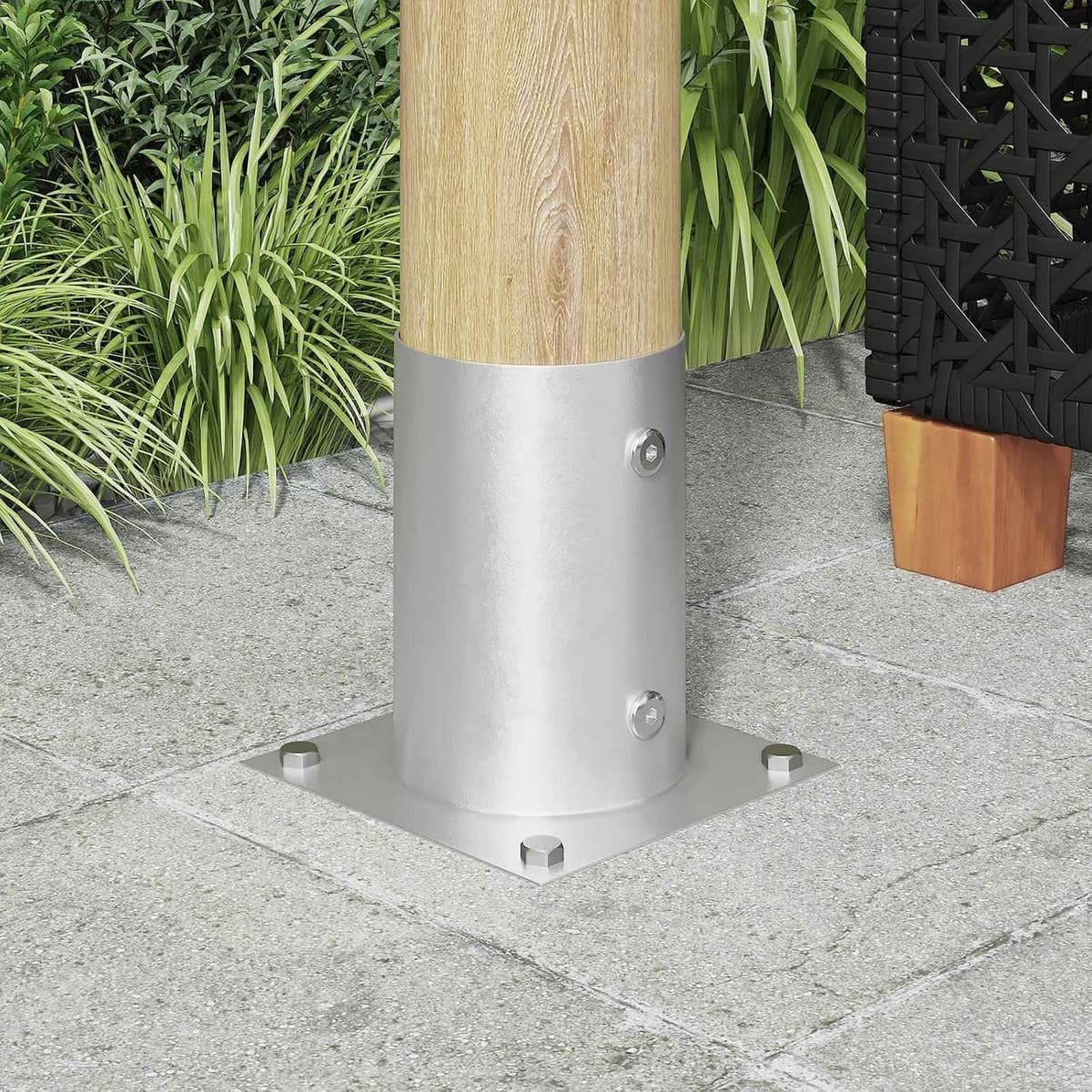 Set van 12 grondankers, rond, 15 x 15 x 15 cm, van verzinkt metaal, stabiele verankering voor tuinbouw, open haard en vuurplaats — afbeelding 1
