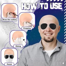 Volwassenen Mr Worldwide Accessoire Set, Naakt Latex Kale Cap, Zwarte Zonnebril, Zwarte Ziel Patch, Kale Huid Kale Hoofd Schedel Pruik Cap Beroemde Rapper Cosplay Halloween — thumbnail 4