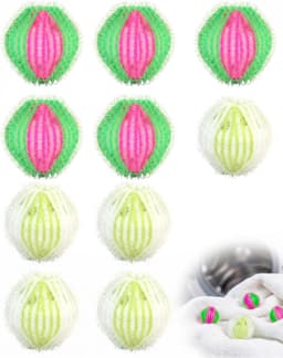 10 ballen voor de wasmachine 3,5 cm, ballen voor het verwijderen van dierenharen en haren tegen pluisjes, voor was en droger, gemengde kleuren. — thumbnail 1