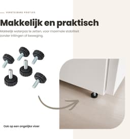 Dastium Home - Dubbele Wasmachinekast - Wasmachine Ombouw - Wasmachine Verhoger met Lade - Wasmachineverhoger met Kastjes - Wasmachine Sokkel Wit — thumbnail 4