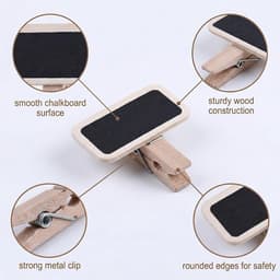 Set van 20 mini borden voor schrijven, houten knijpers met clip, krijtbordclips, kleine clips voor foto's, plantenstekers, memobord, voedsellabels en decoratie, multifunctionele kleine borden — thumbnail 5