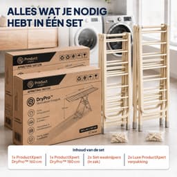 ProductXpert DryPro™ - Wasrek - Droogrek Inklapbaar - Opvouwbaar - 2-Delige Set - 160 + 180 cm - Beige — thumbnail 5