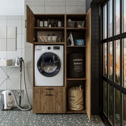Roomart SERIE 2 Wasmachine Ombouwkast 179x205 cm - met Hoge Kast 45 - Eiken — thumbnail 5