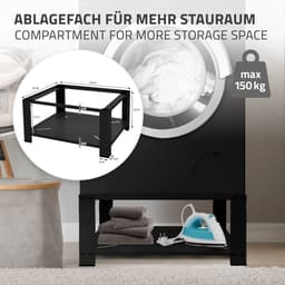 Wasmachine verhoger, Wasmachine Onderstel 63x54x32 cm met planchet in zwart ML design — thumbnail 3