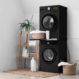 Tussenstuk voor wasmachine en droger – Universeel tussenbouwframe met uittrekbare plank 60x60 cm in zwart ML design — thumbnail 5